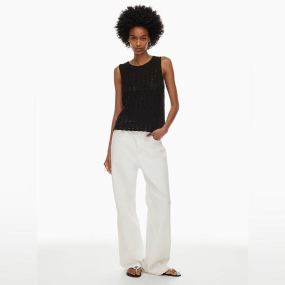 NWT Aritzia Wilfred Philippa Top Size Small Black Pointelle-knit top - Picture 2 of 14